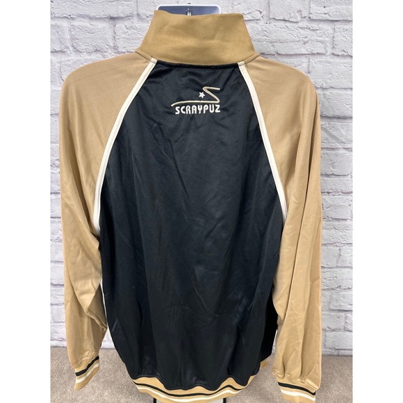 Vintage RARE SCRAYPUZ Track Jacket Full Zip Black Tan‎ White Stripe Size 2X - Picture 4 of 10